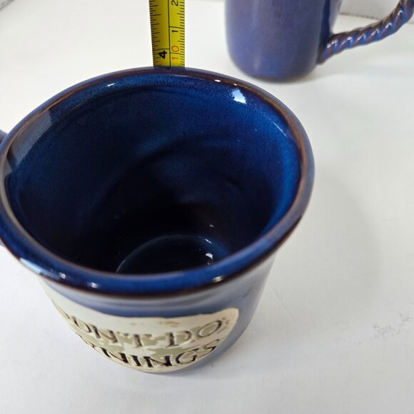 2 Blue Glazed Mugs With Sayings. - Picture 5 of 5